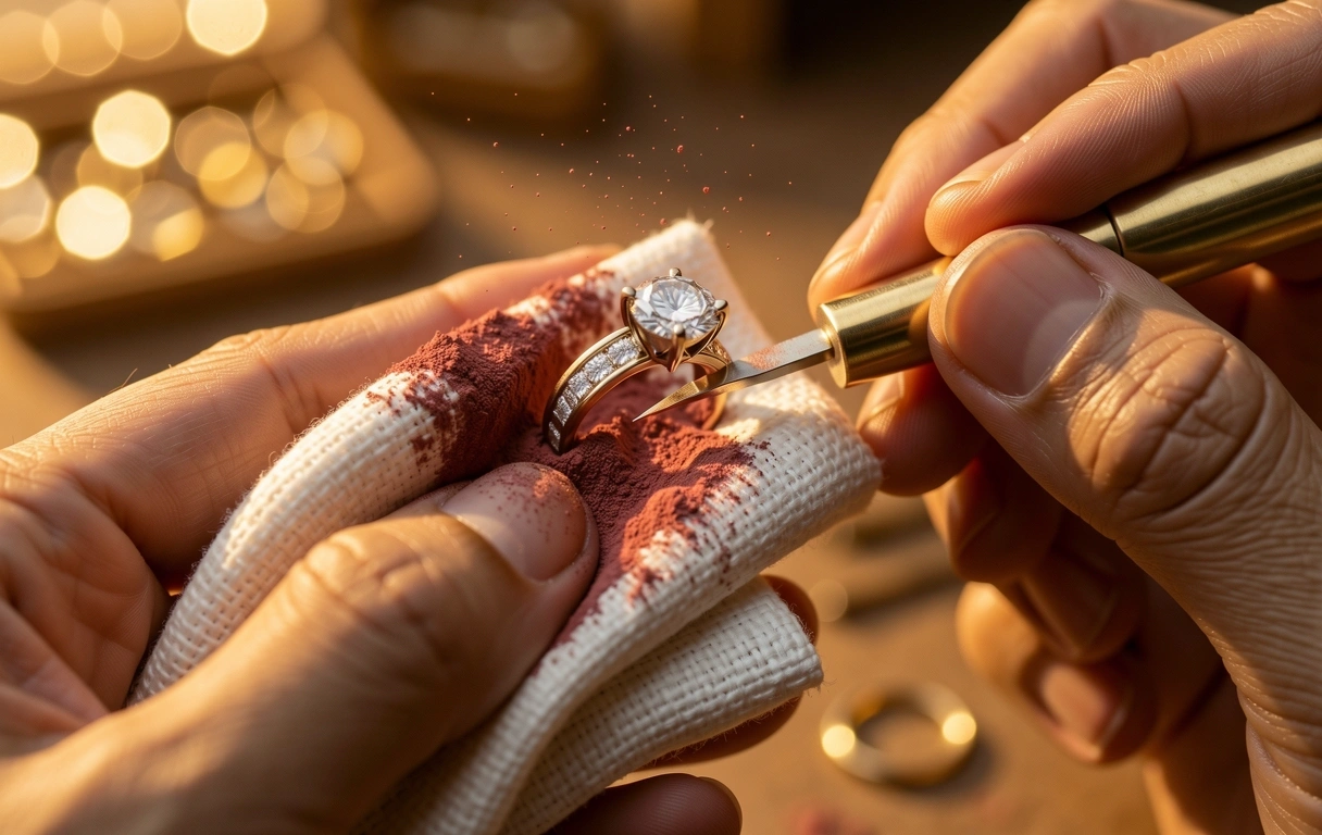 Final polishing stage of custom jewelry